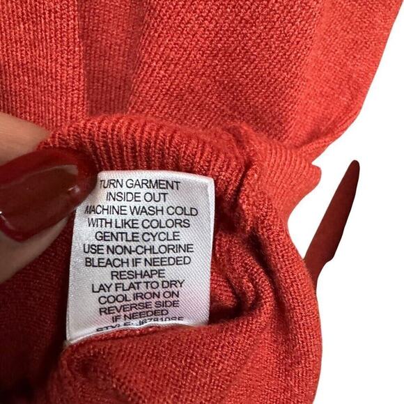 Love-Ellie Womens Large Rust V-Neck Sweater With Back Cross-Strap Detail - Picture 6 of 8